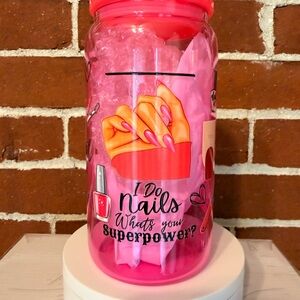 Last minute gift 🎁 Pink Nail Superpower Drinking Jar
